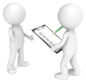 Survey. 3D little human character X2 during Survey. Green.